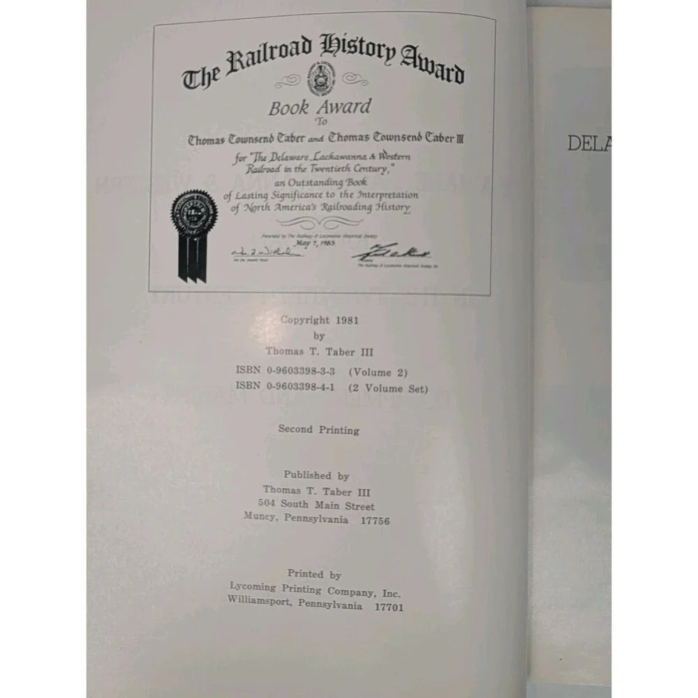 Delaware Lackawanna & Western Railroad In The Twentieth Century Vol 2 Tabor